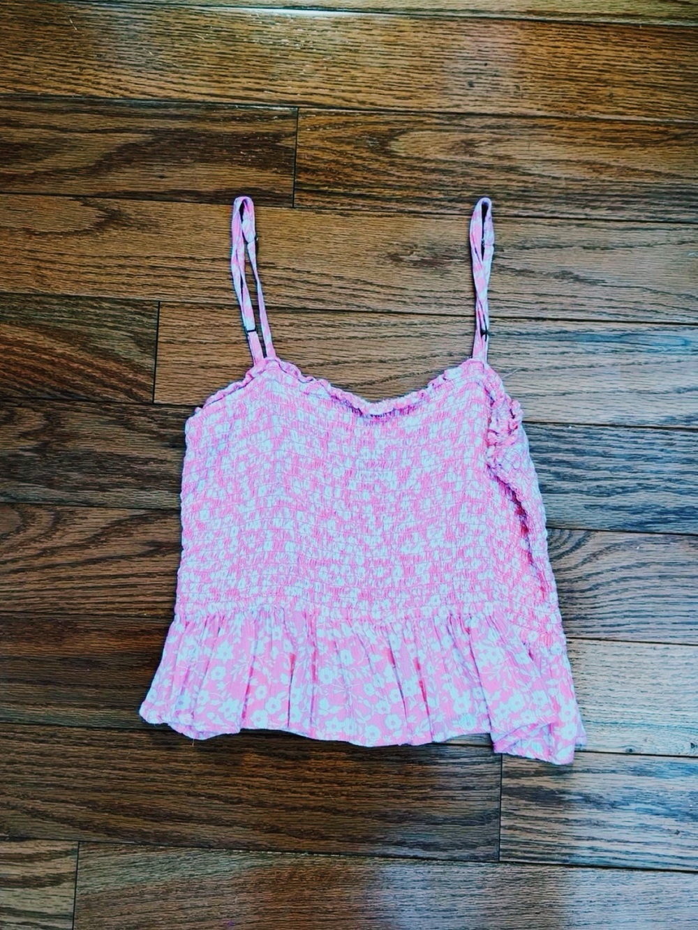 Billabong Pink Floral Smocked Peplum Cami